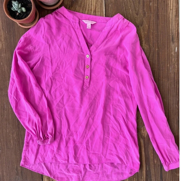 Lily Pulitzer Silk Pink Blouse - Picture 1 of 5